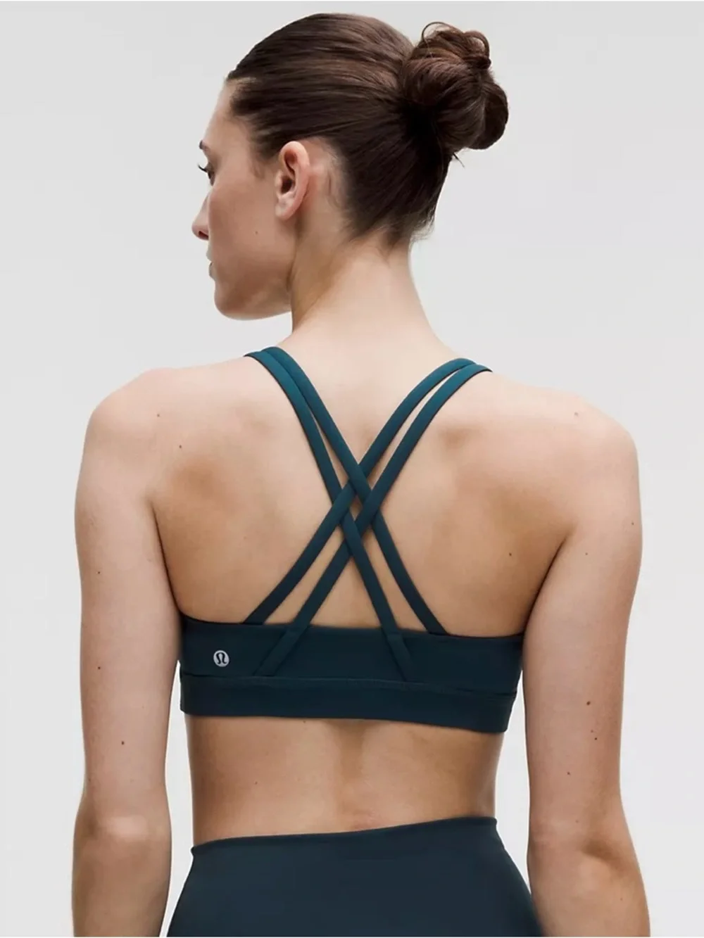 Lululemon Energy Bra Teal Criss Cross Back Medium Support Size 10