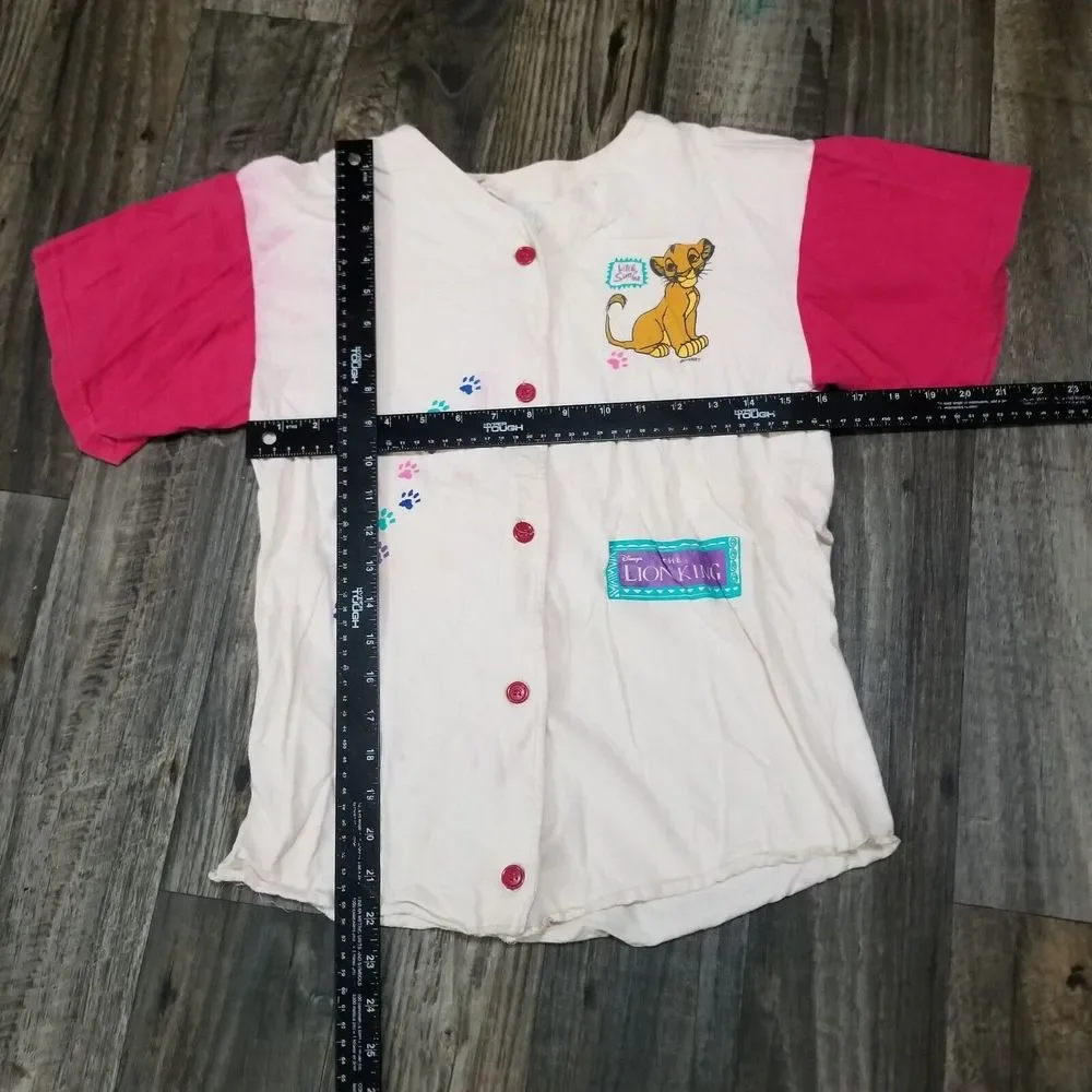 Rare Vintage DISNEY’S The Lion King Button Up Youth Size Large‎ 14 Stained Ink