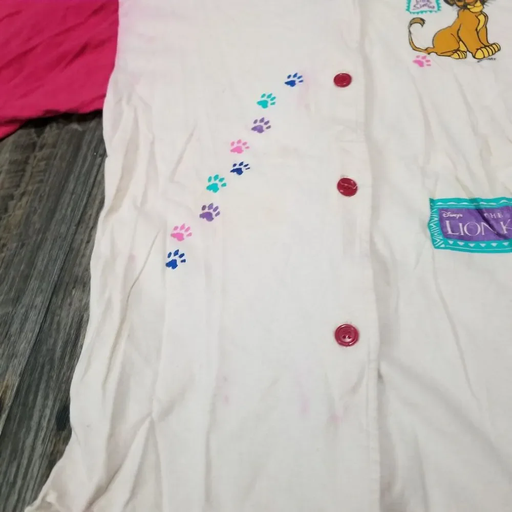 Rare Vintage DISNEY’S The Lion King Button Up Youth Size Large‎ 14 Stained Ink