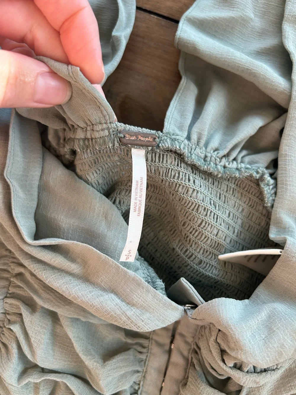 Free People Aria Sea Grass Ruched Blouse S