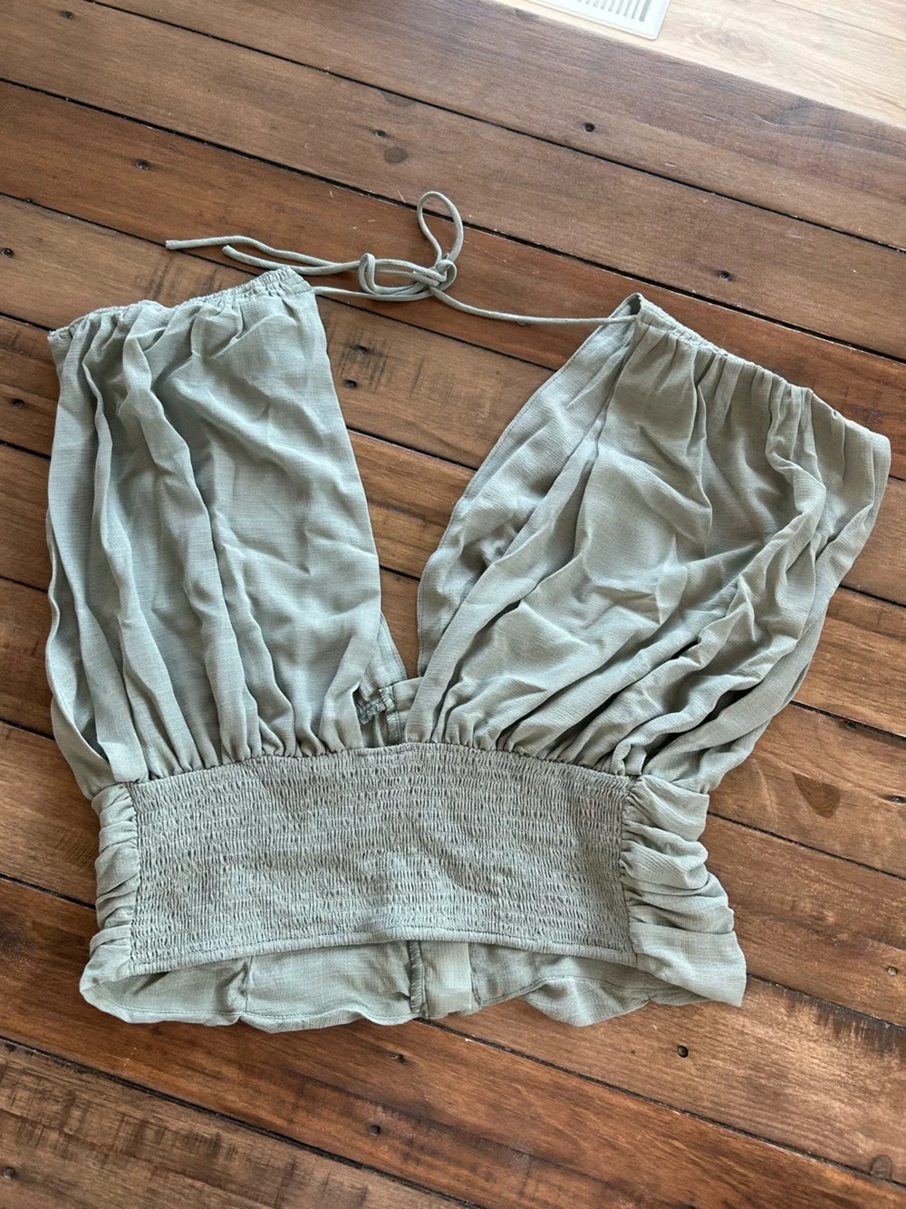 Free People Aria Sea Grass Ruched Blouse S