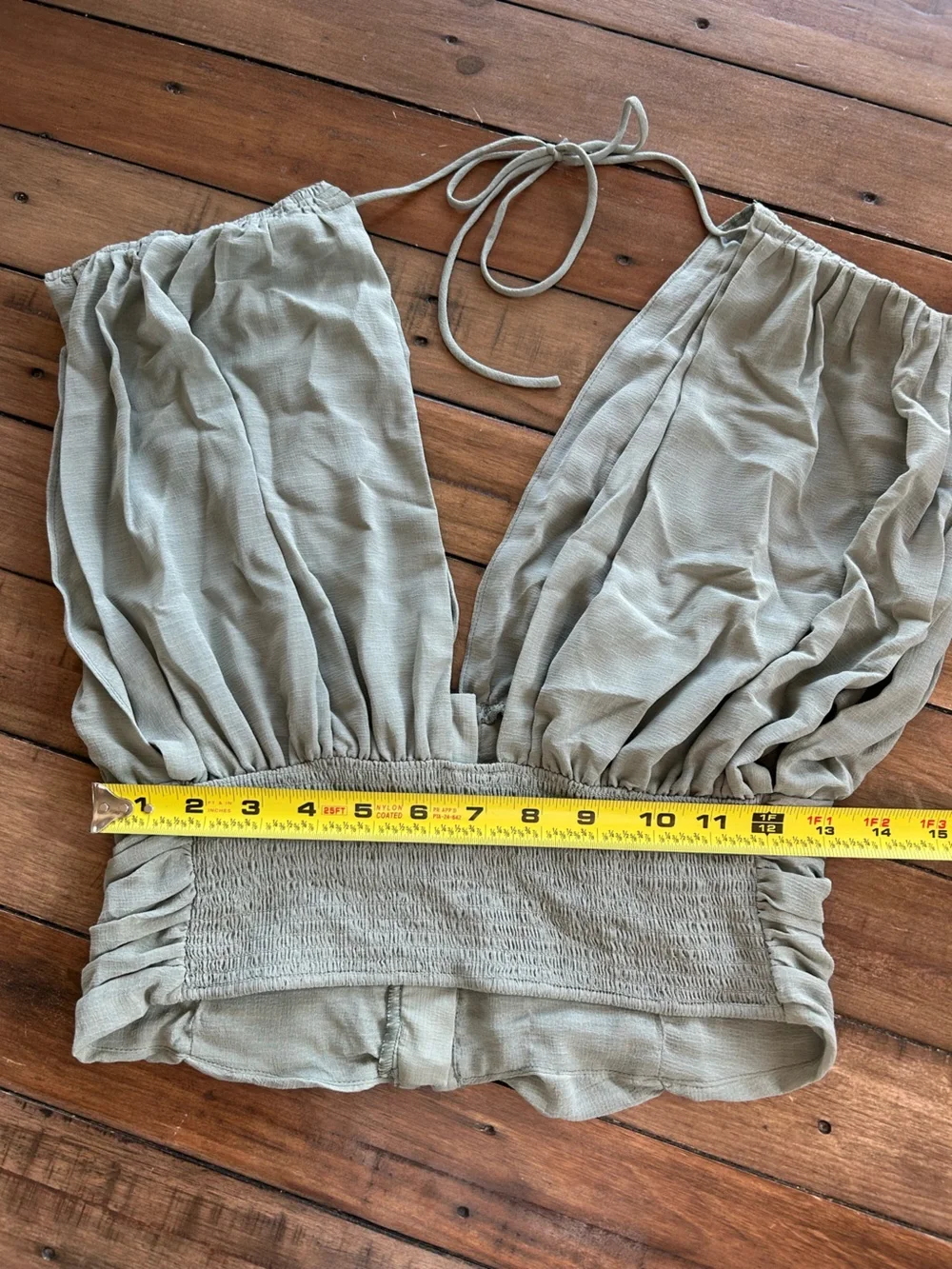 Free People Aria Sea Grass Ruched Blouse S