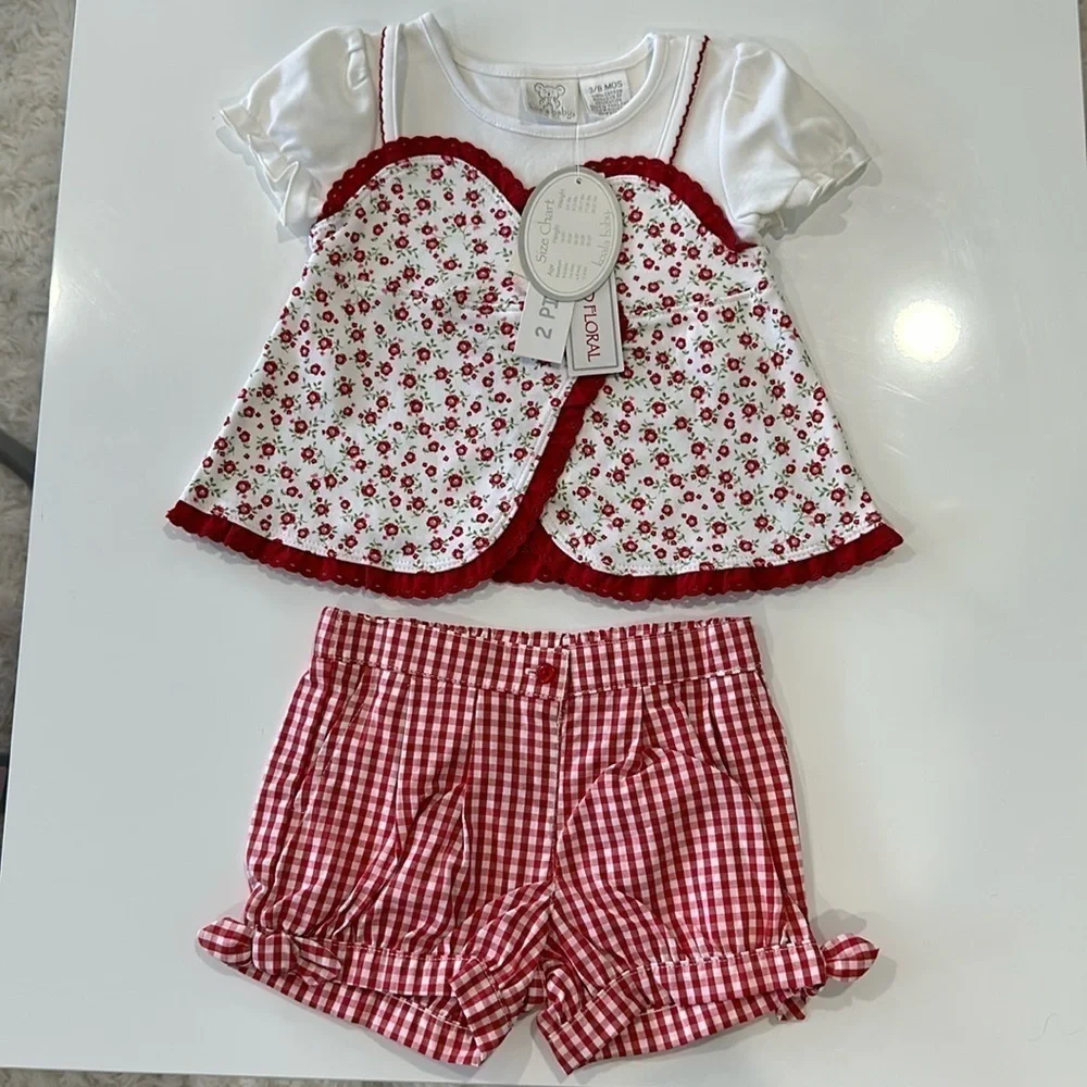 Floral & plaid matching set