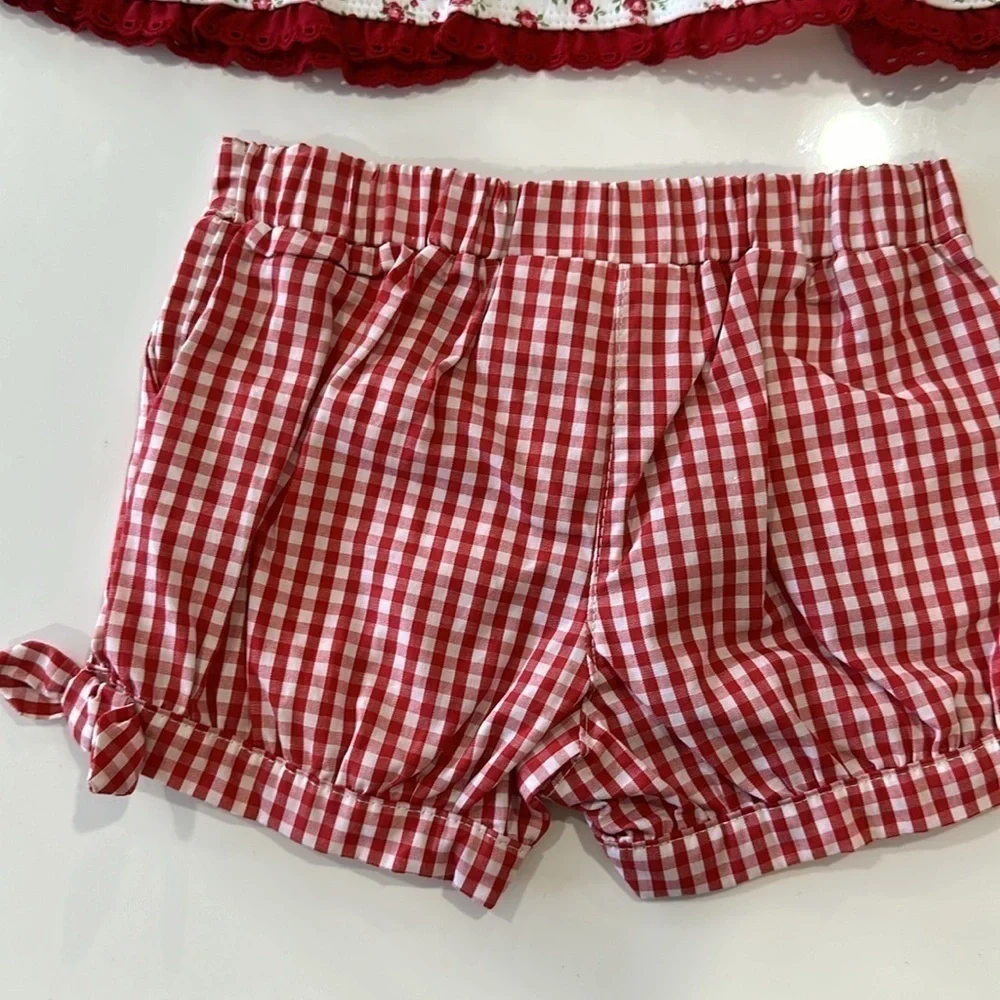 Floral & plaid matching set