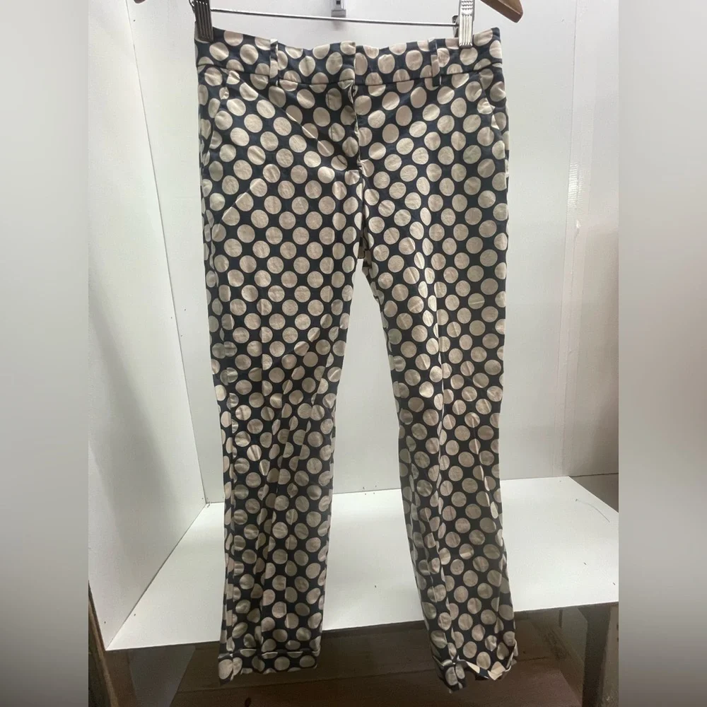 J. Crew Navy and Tan‎ Polka Dot Cafe Capris