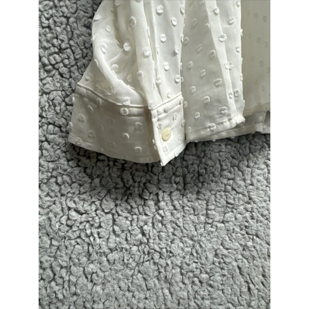 J Crew Long Sleeve Blouse Ivory With Ruffle Size PL