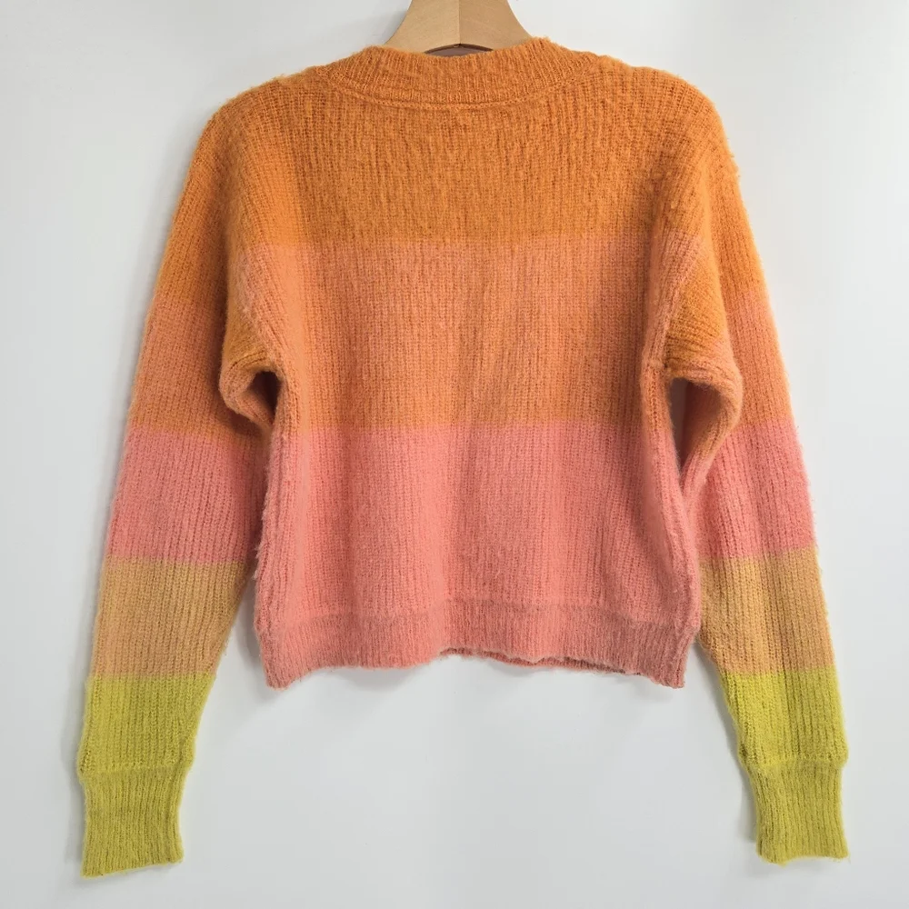 Free People Sweater‎ Autumn Sky Fluffy Ombre Orange Sunset