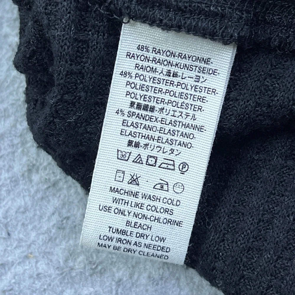 We The Free Kitty Thermal Sweater Women's M Black Funnel Slouchy Oversized‎ Top