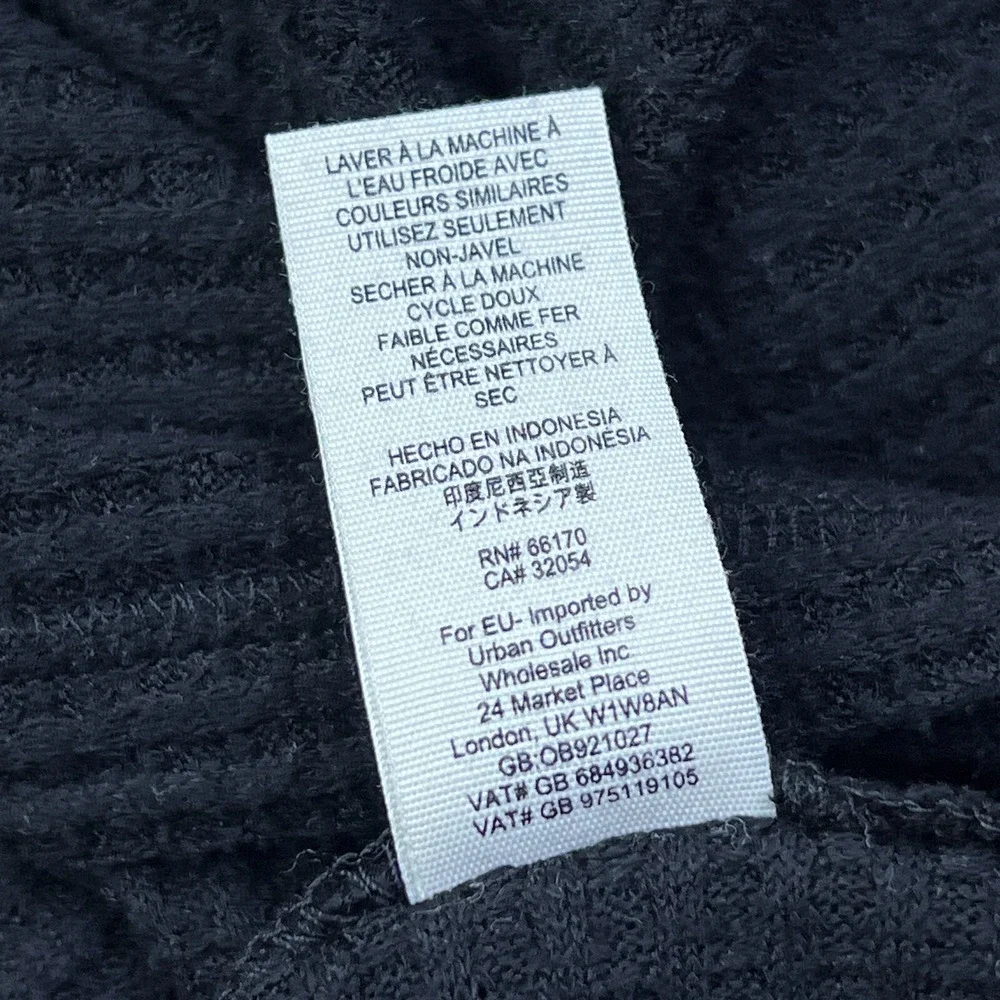 We The Free Kitty Thermal Sweater Women's M Black Funnel Slouchy Oversized‎ Top