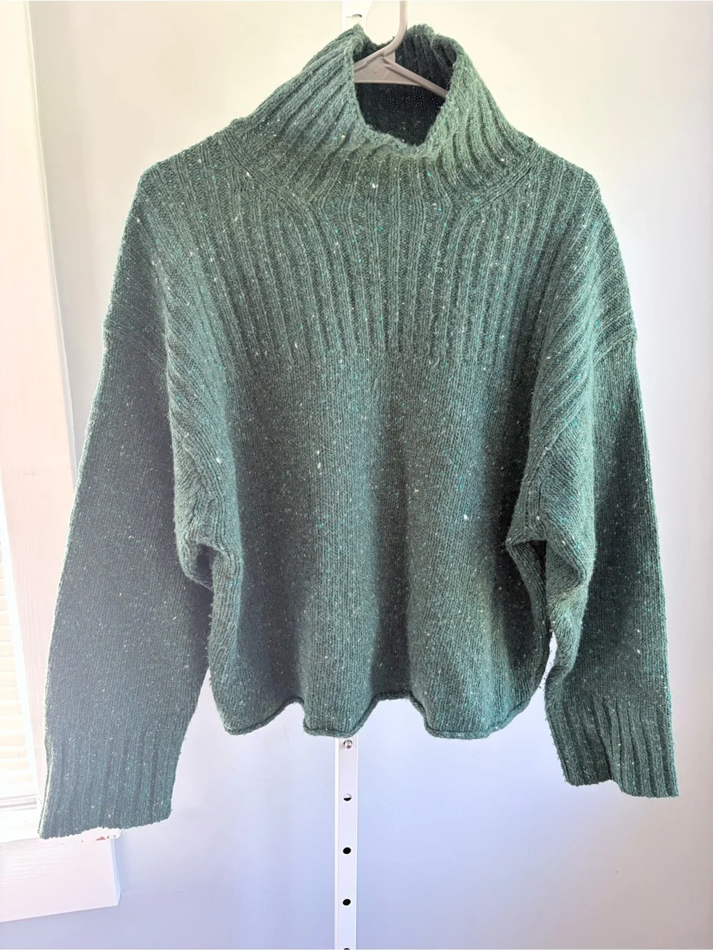 J. Crew Ribbed Turtleneck Donegal Wool Blend Sweater Forest S