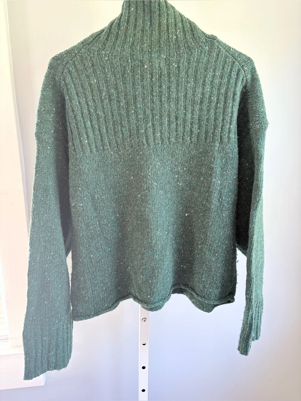 J. Crew Ribbed Turtleneck Donegal Wool Blend Sweater Forest S