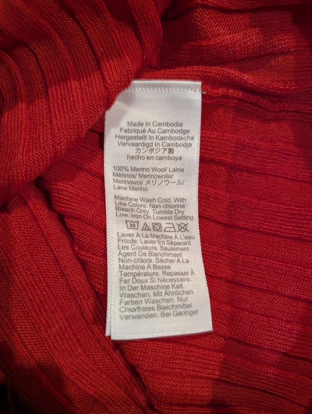 NWT J. Crew Red Ribbed V-Neck Pullover Merino Wool Women's 2X