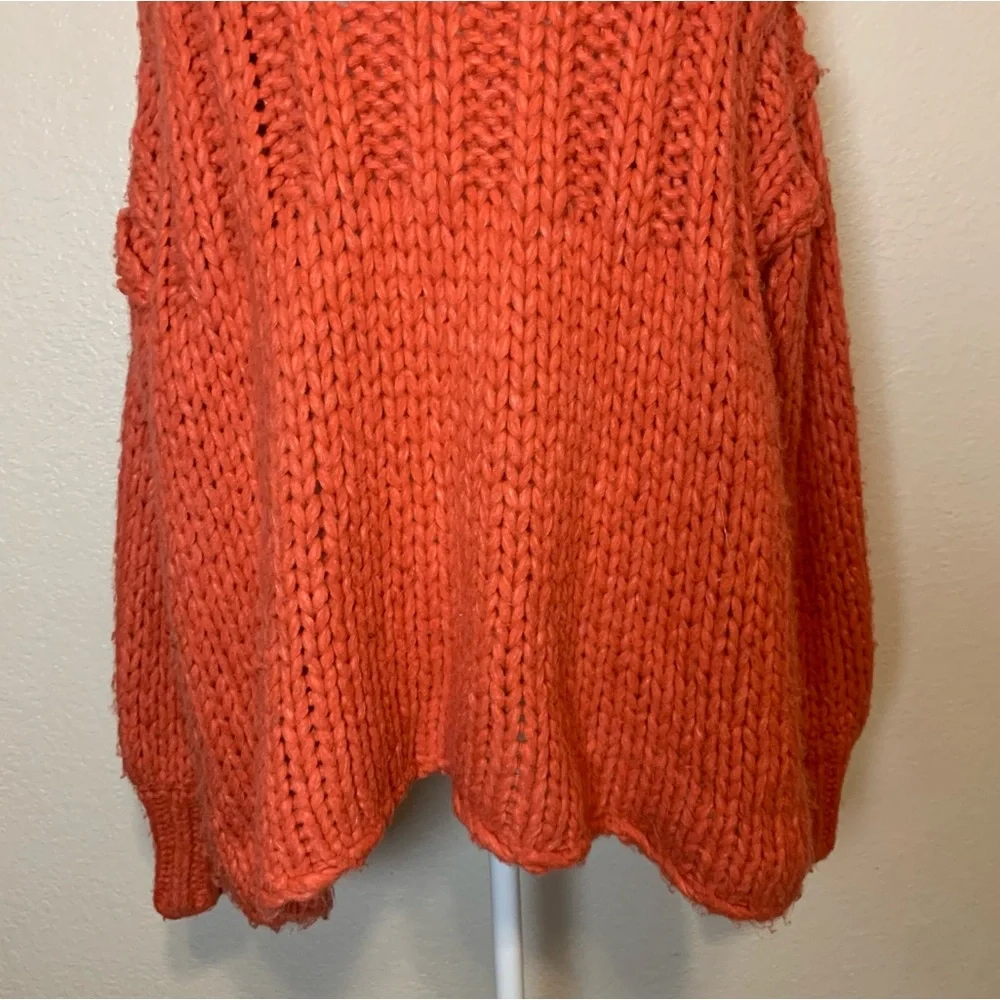 Free People Be There Chunky Knit Pullover Sweater Coral Oversized Small
