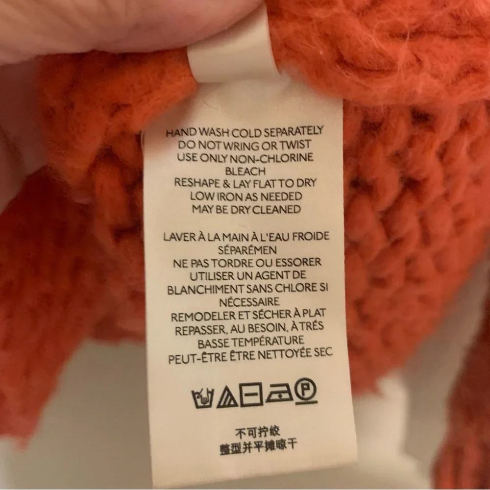 Free People Be There Chunky Knit Pullover Sweater Coral Oversized Small