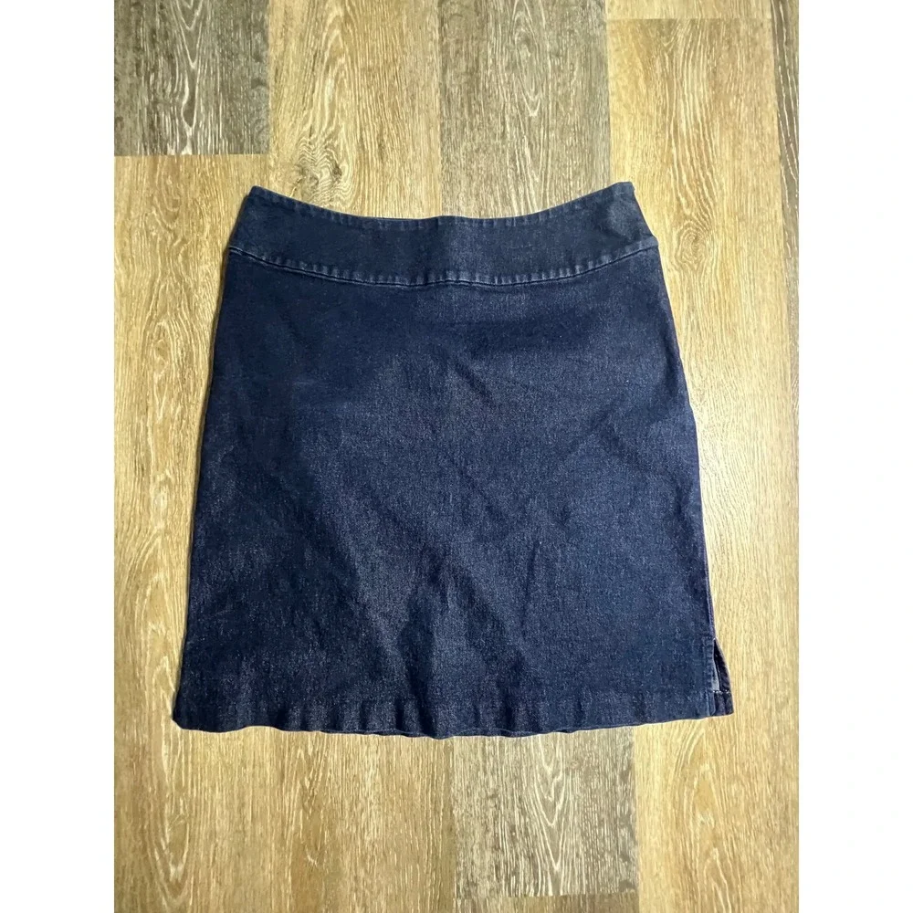 Banana Republic Denim Mini Skirt Womens 8 Dark Blue Excellent Stretch Side‎ Slit