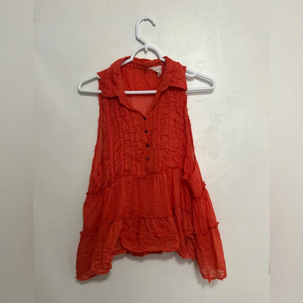 Free people one FP One‎ orange tank top flowy size small
