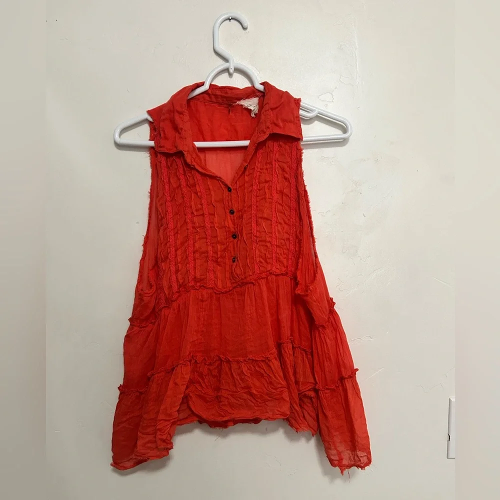Free people one FP One‎ orange tank top flowy size small
