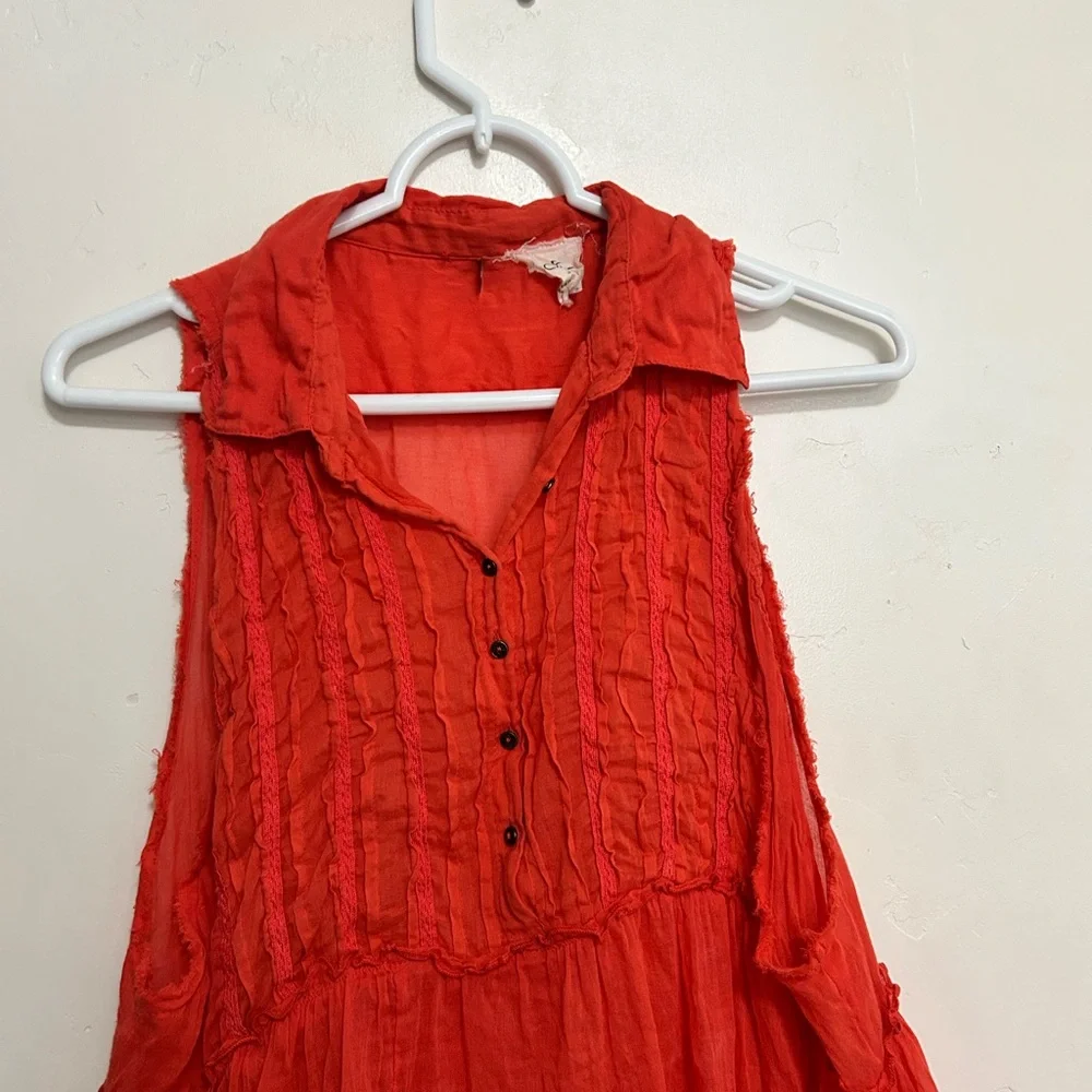 Free people one FP One‎ orange tank top flowy size small