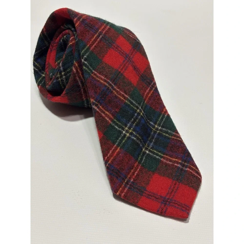 Pendleton Necktie Mens OS Red Tartan Plaid 100% Virgin Wool Traditional USA Made