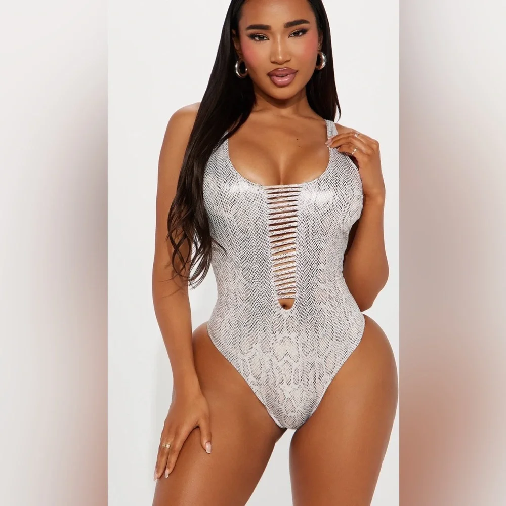 Womens Snake Print One Piece‎ Swimsuit