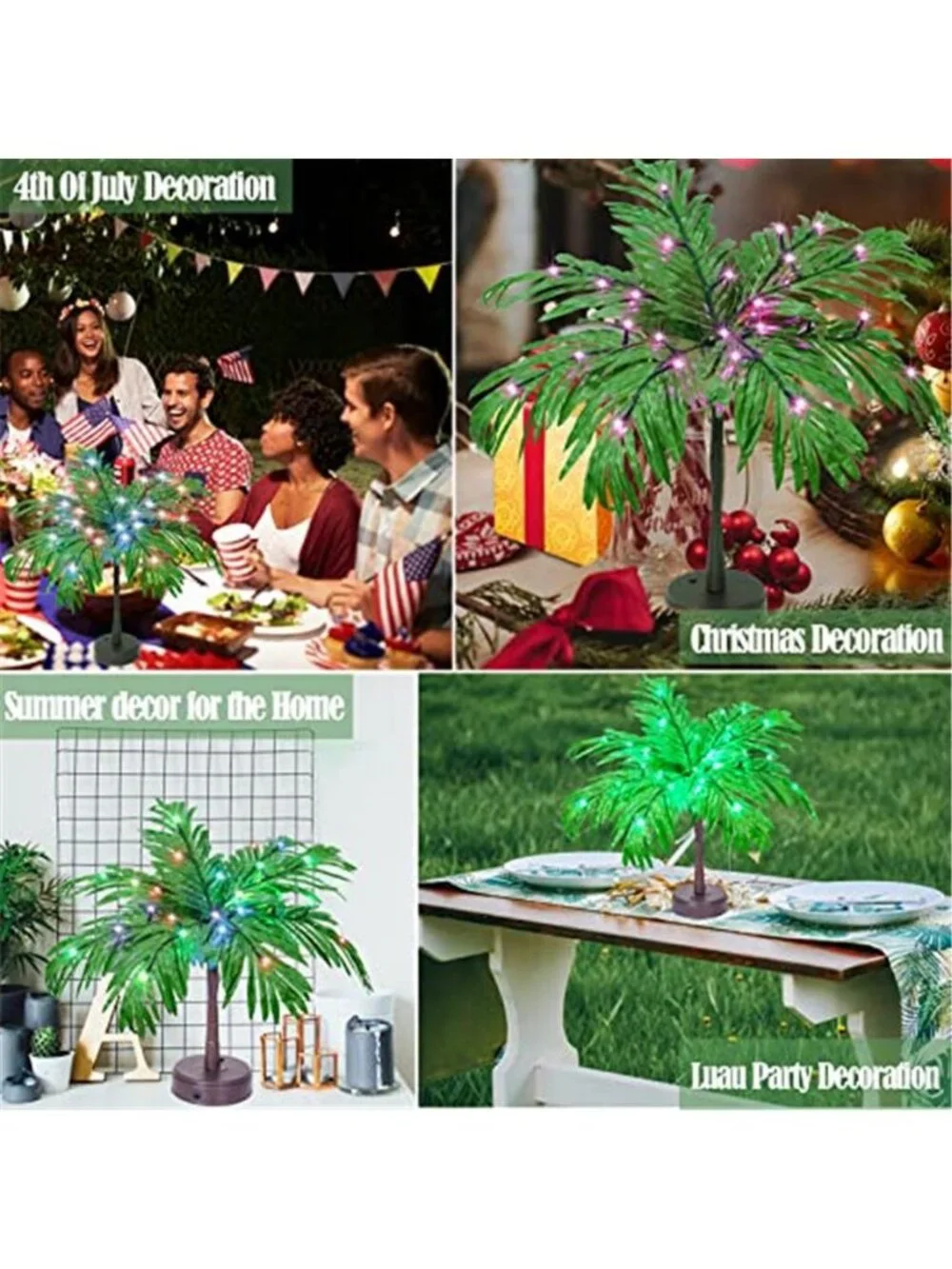 LED Lighted Palm Tree Color Changing Tropical Table Decor Remote USB Battery