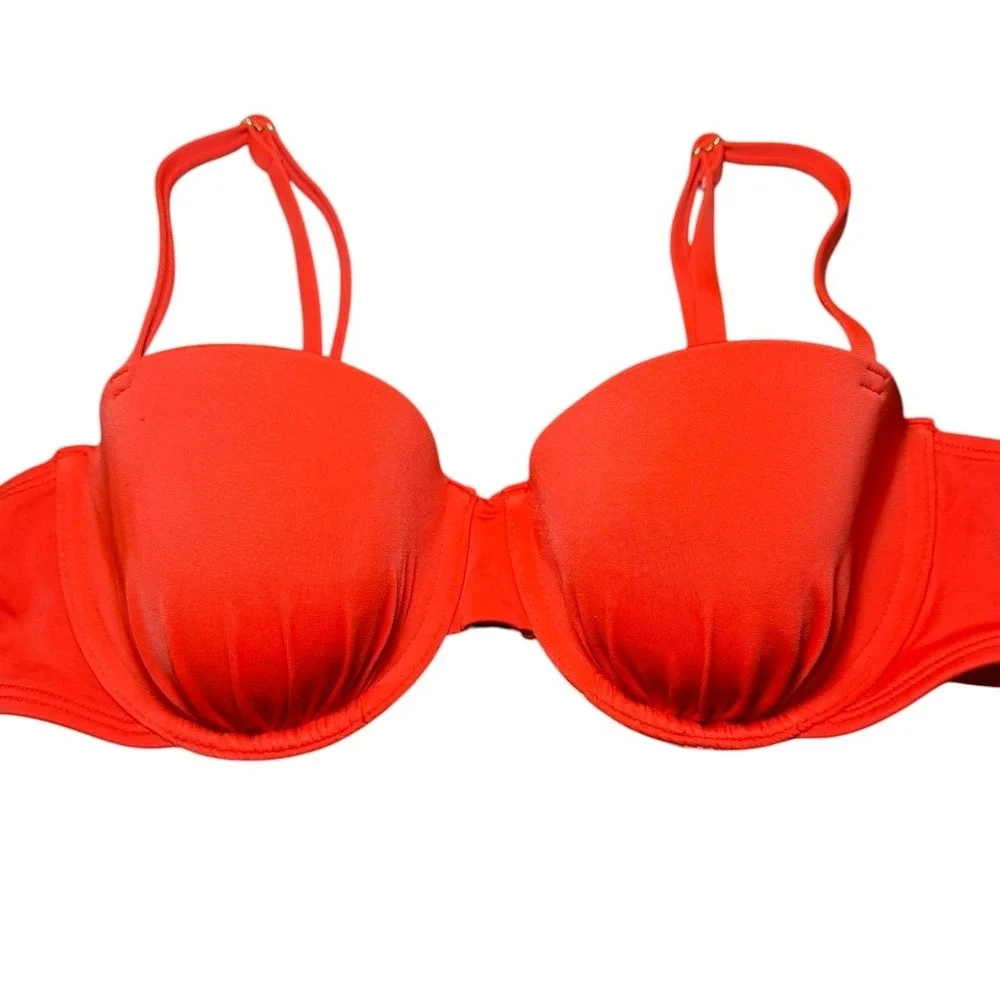 Shade & Shore Red Bikini Top 34B Push Up Underwire Swim Top NWOT