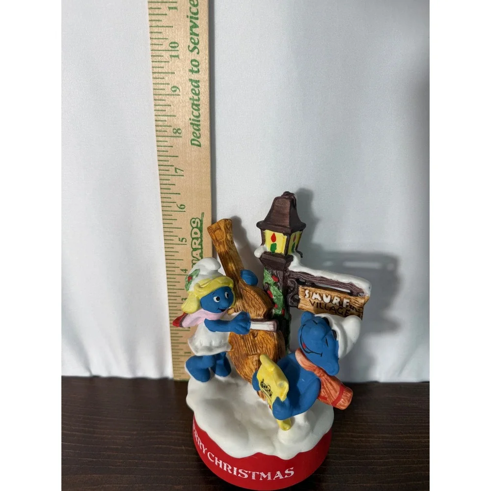 1982 Smurfs Merry Christmas Musical Rotating Figure Wallace Berrie‎ 7485