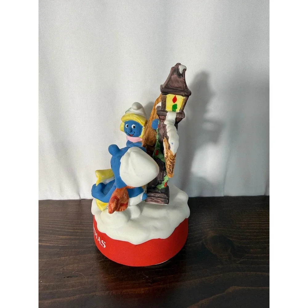 1982 Smurfs Merry Christmas Musical Rotating Figure Wallace Berrie‎ 7485