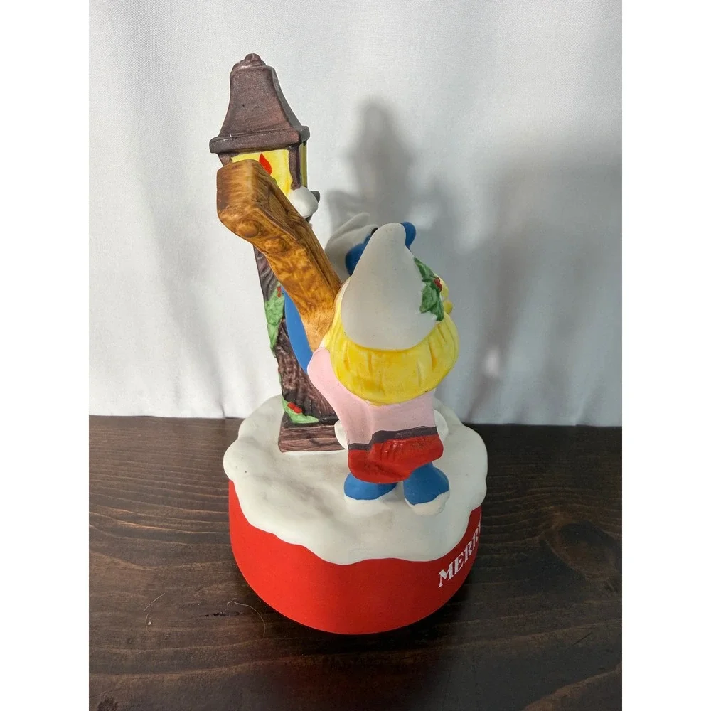1982 Smurfs Merry Christmas Musical Rotating Figure Wallace Berrie‎ 7485