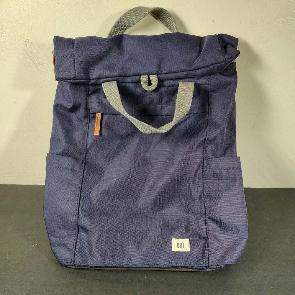 ORI London Backpack Purple Nylon Roll Top Magnetic Commuter Bag