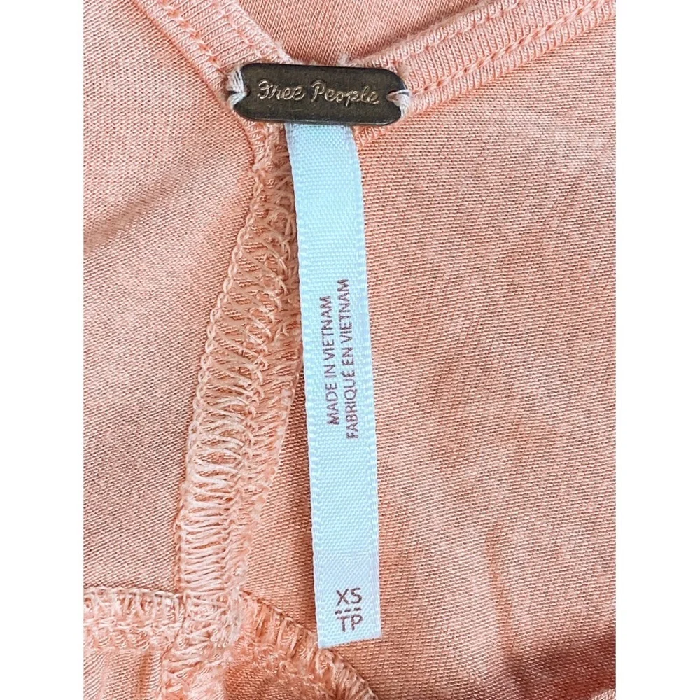 NWOT Free People Womens Flowy Top XS Peach Pastel Back In‎ Town Boho Peasant