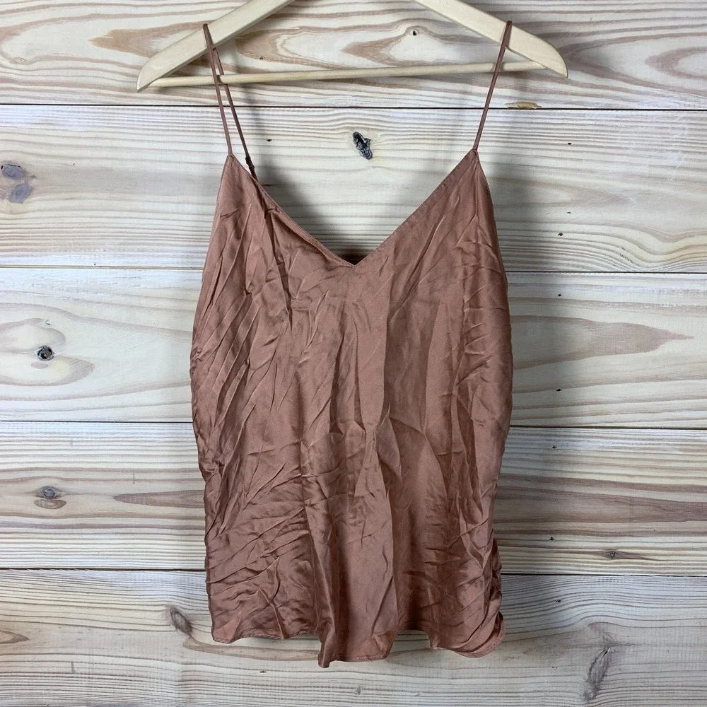 Simone Perele Cami‎ Top OS Mauve Pink Silk Matte Satin V Neck Capsule Romantic