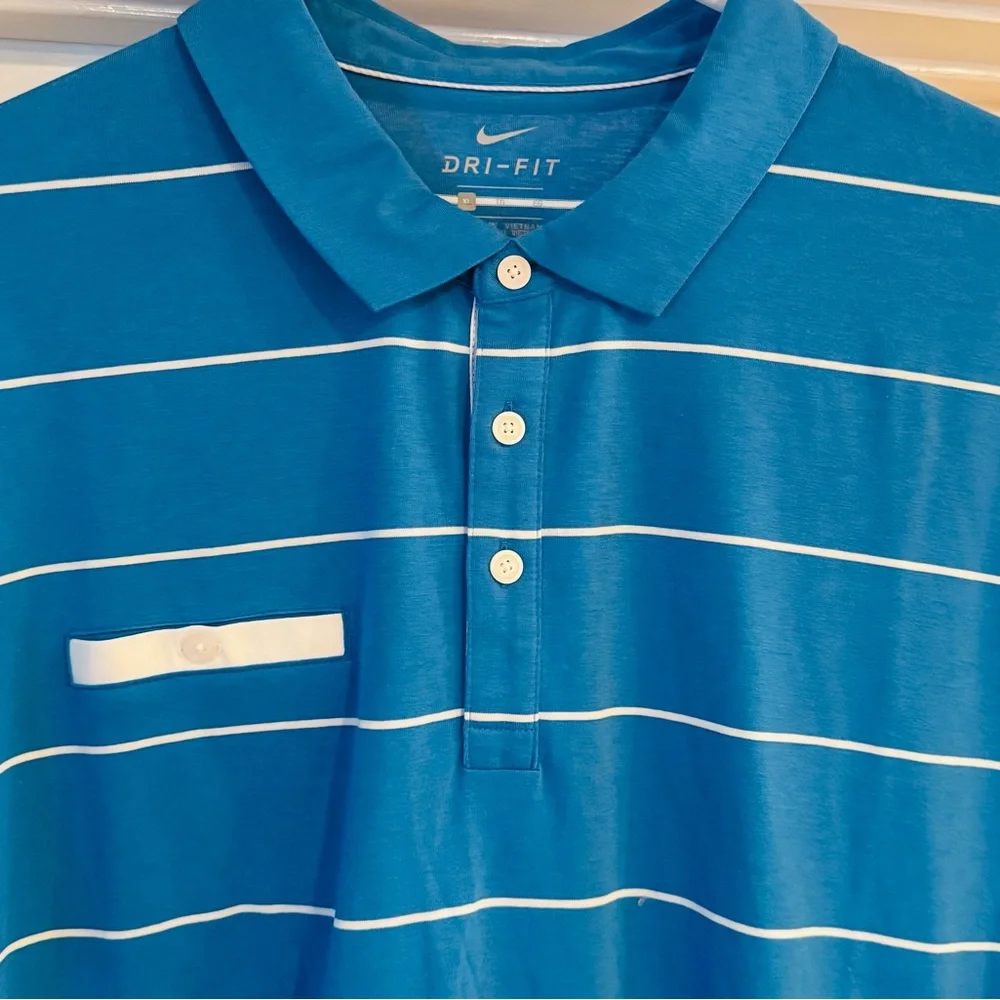 NWT Nike DriFit Blue &‎ White Standard Fit Men’s XL Short Sleeve Polo Shirt