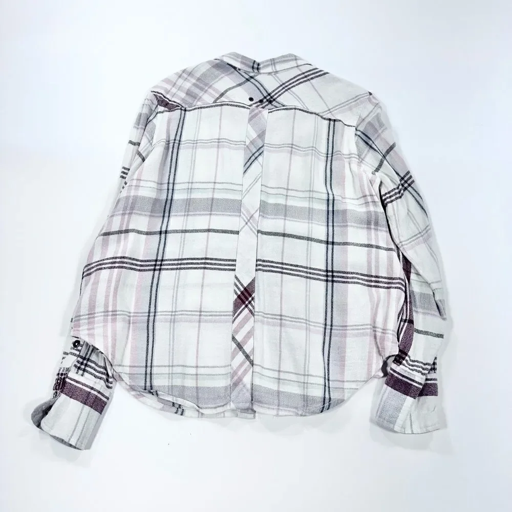 Free People plaid fall colors button down shirt XS