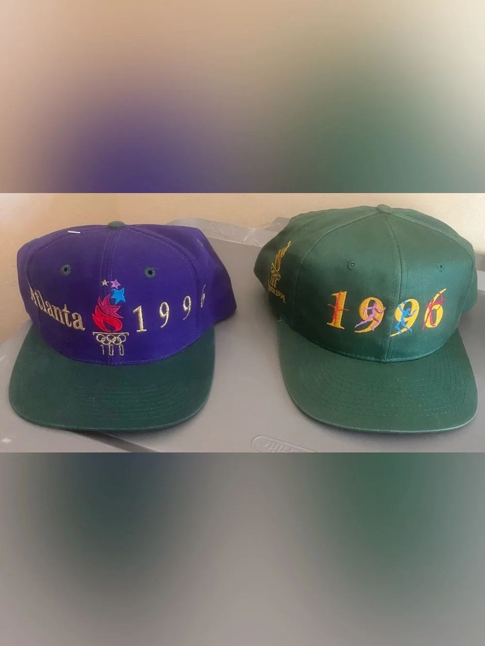 2 vintage 1996 Atlanta olympics snapback hat bundle the game / hanes georgia