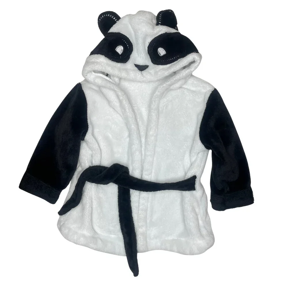 Toddler Panda Hooded Bathrobe 100% Cotton Size 90 2T Unisex