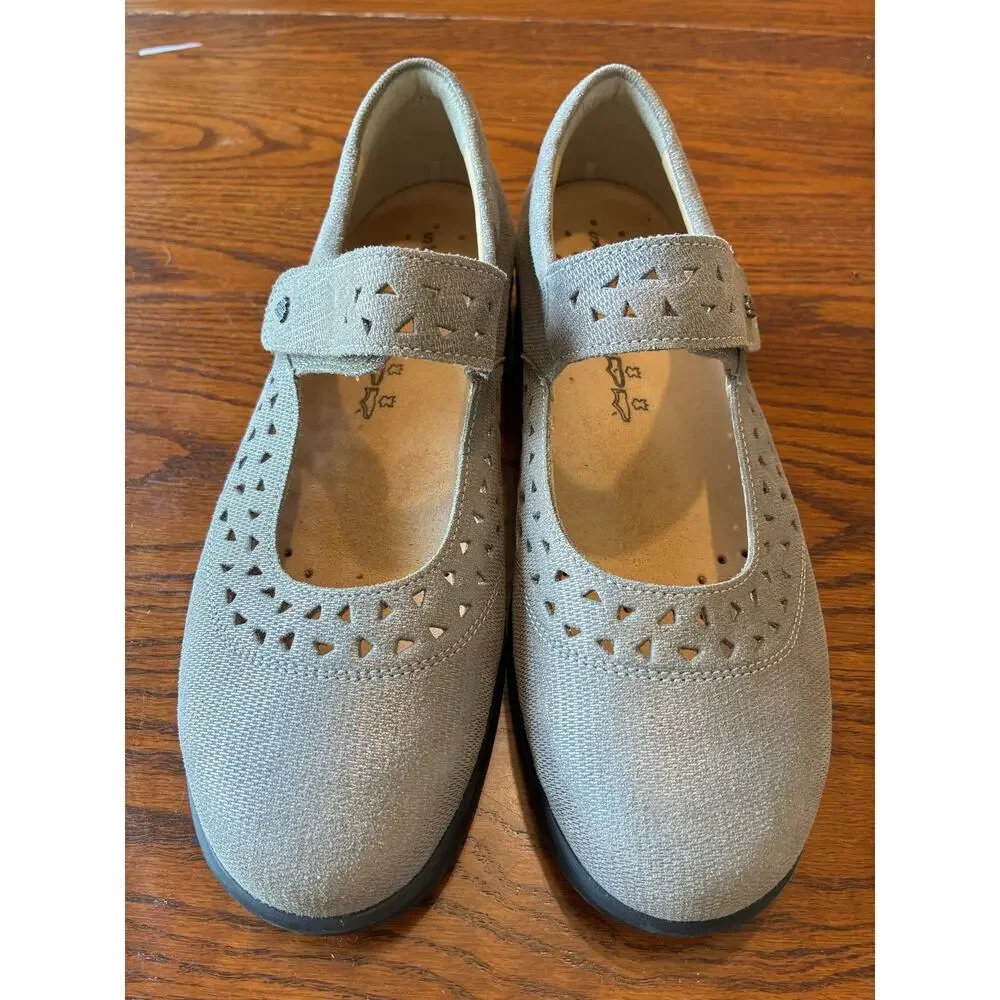 Finn Comfort Anzio Mary Jane Metallic Gray Taupe Size 7