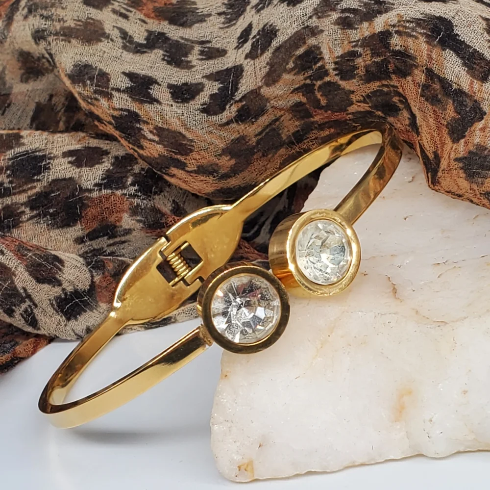 ❤️ Crystals Gold Bracelet Hypoallergenic Stainless Comfortable Strone