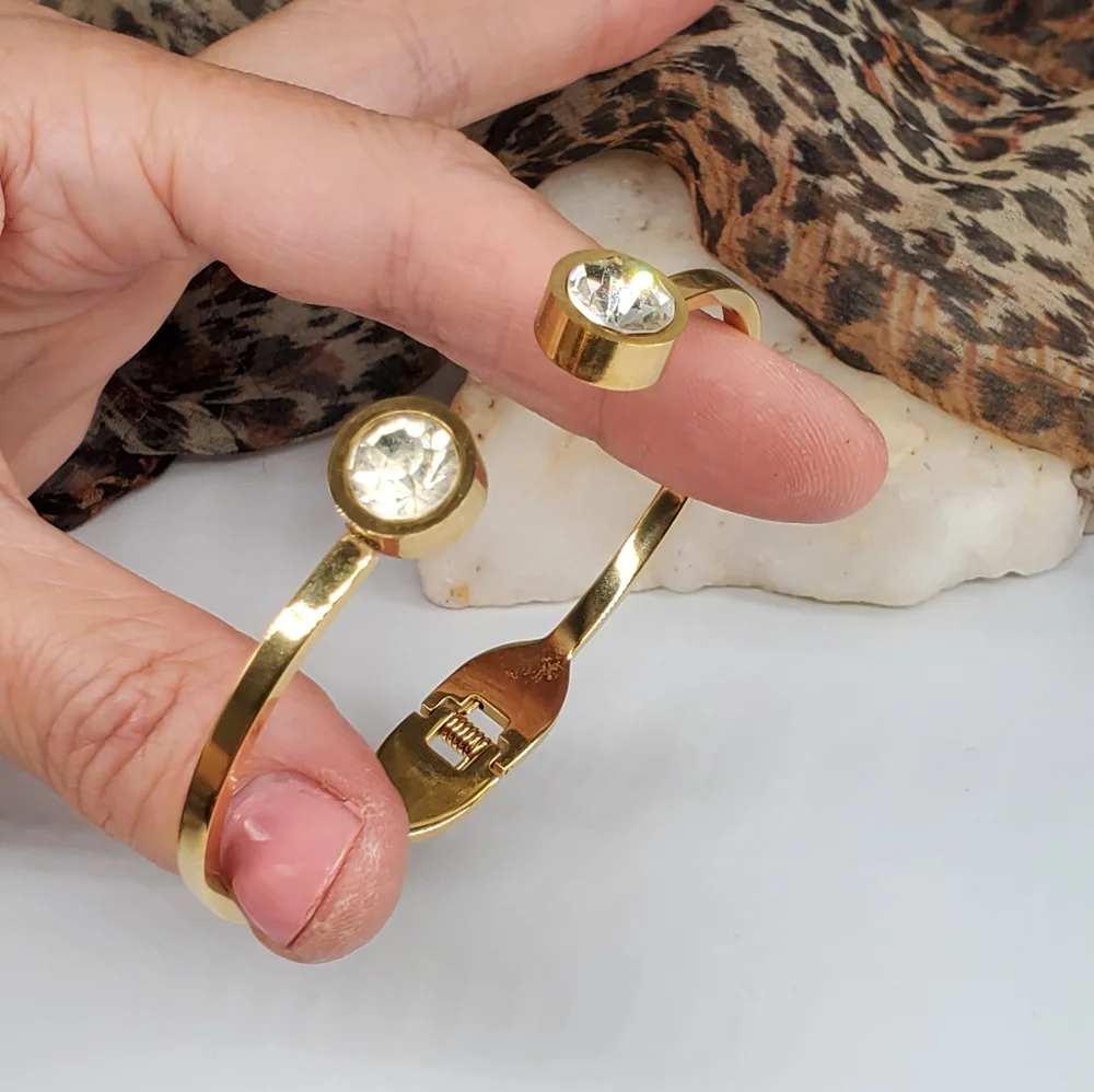 ❤️ Crystals Gold Bracelet Hypoallergenic Stainless Comfortable Strone