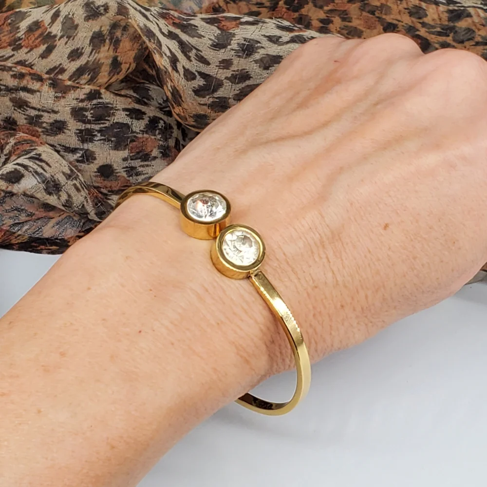 ❤️ Crystals Gold Bracelet Hypoallergenic Stainless Comfortable Strone