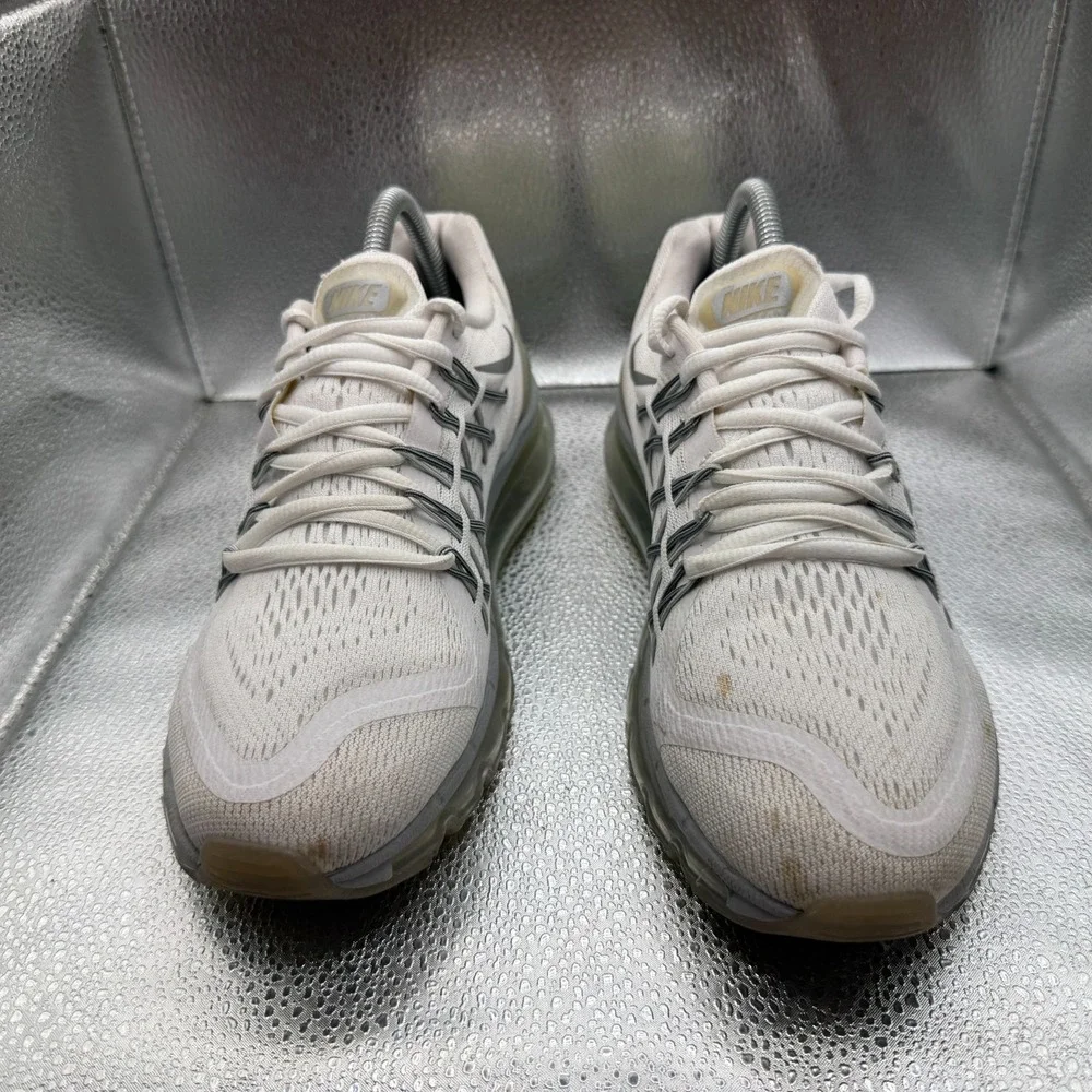 Size 7Y Nike Air Max White Metallic Silver Kids Running Sneaker Shoes 705457-102