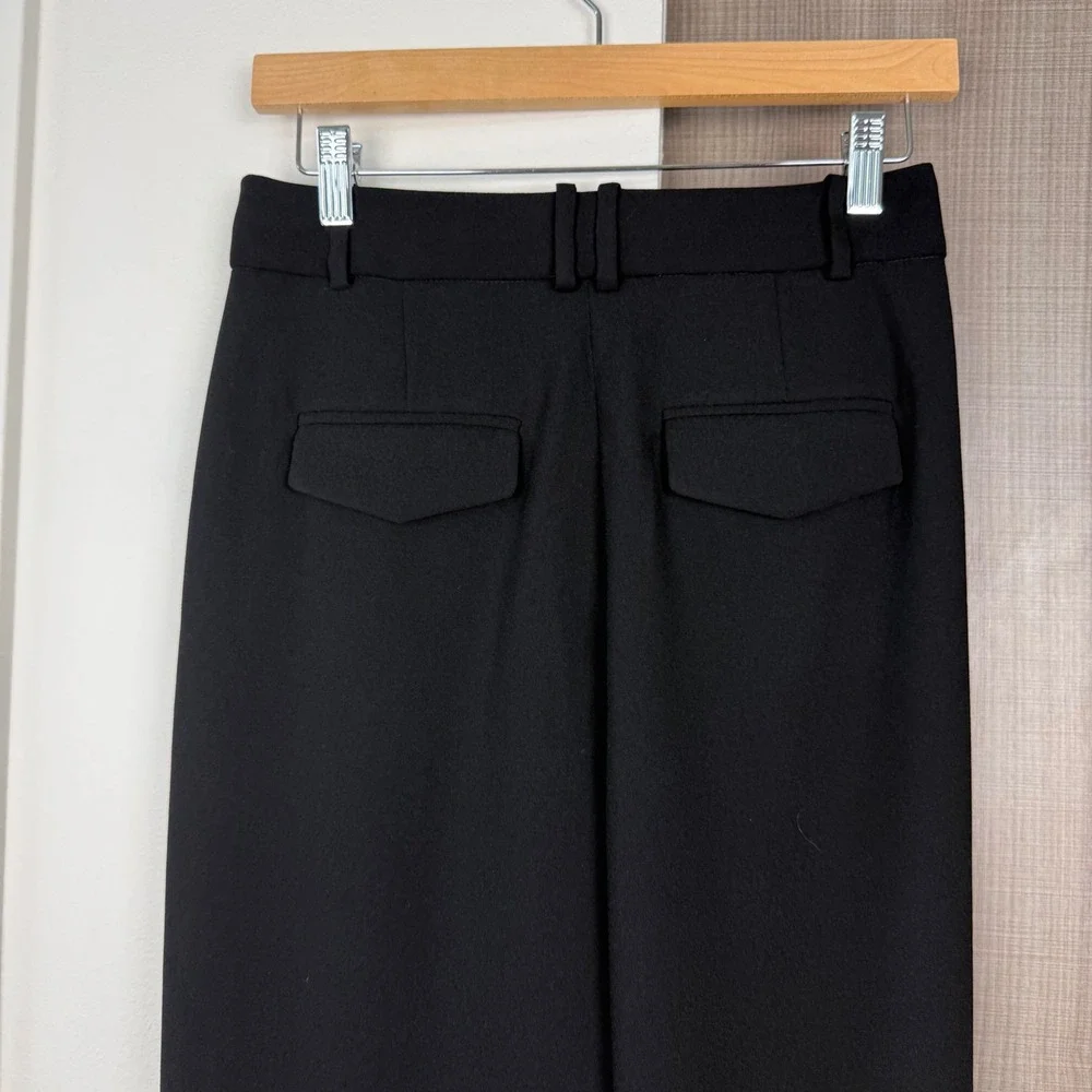 J. Crew Black Essential Wide Leg Pants‎ City Crepe Trouser Cuffed Relaxed Size 0