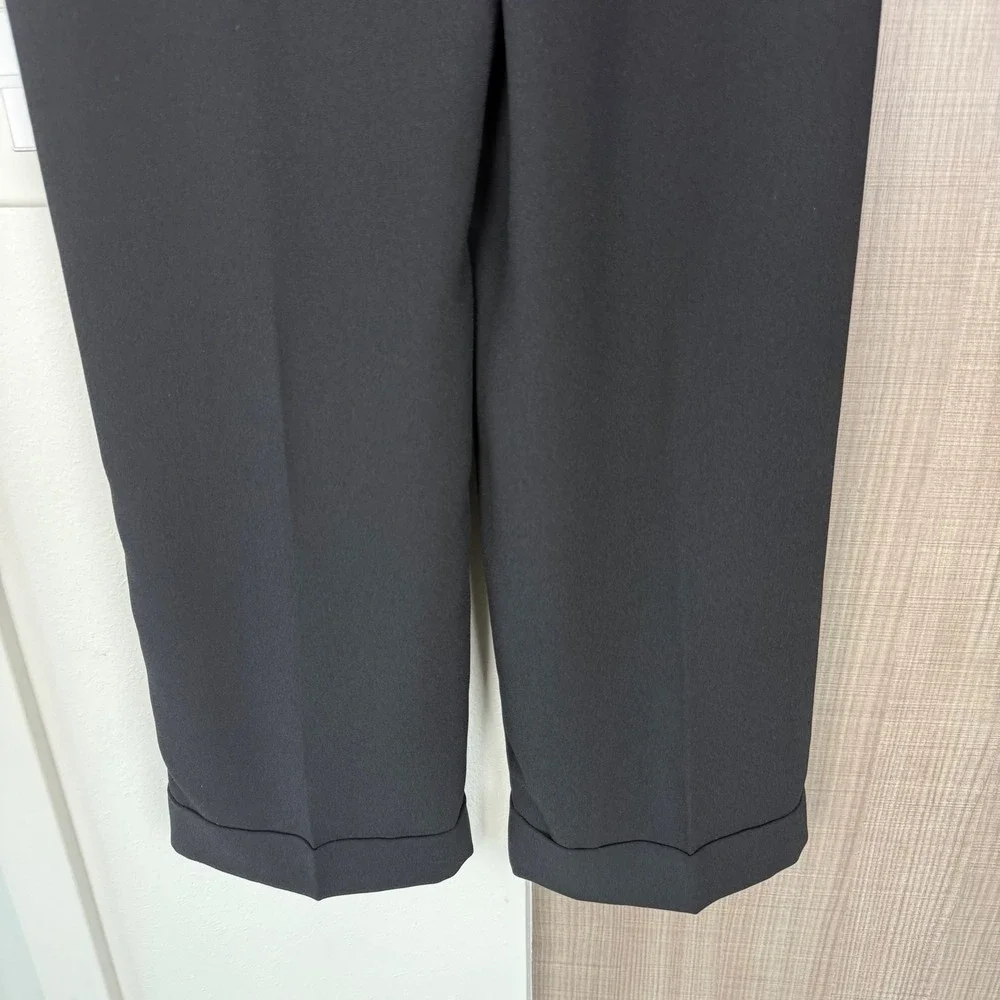 J. Crew Black Essential Wide Leg Pants‎ City Crepe Trouser Cuffed Relaxed Size 0