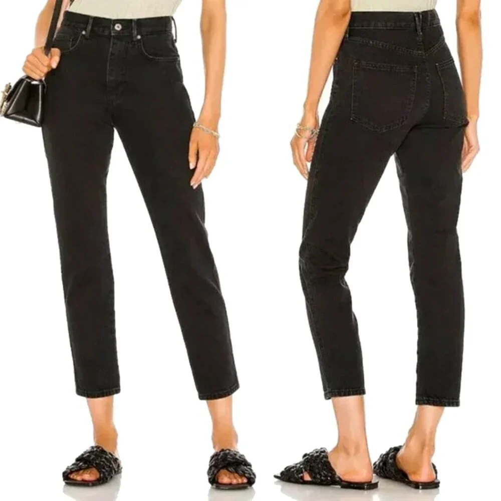 free people | black we the free stove pipe high rise slim tapered ankle jeans