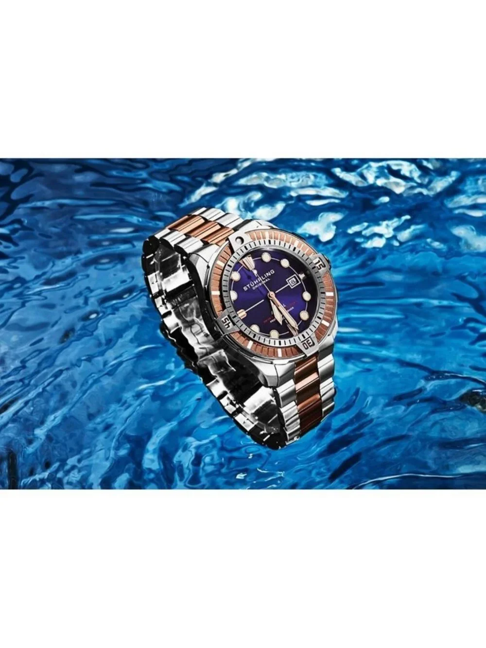 NWT Stuhrling Original Aquadiver Automatic Blue Dial Men's Watch