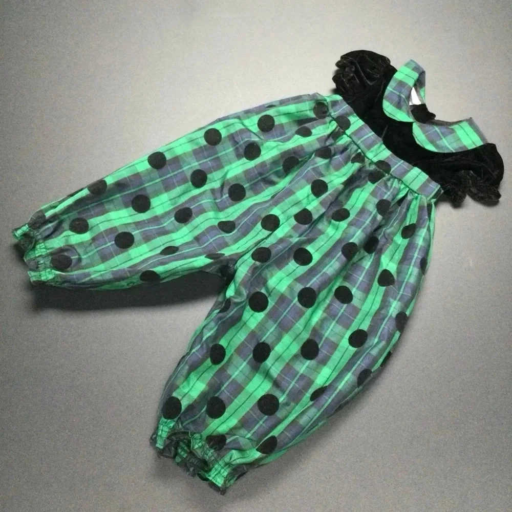 Girl's Blueberi Boulevard Jumpsuit‎ 24M Green Black velvet