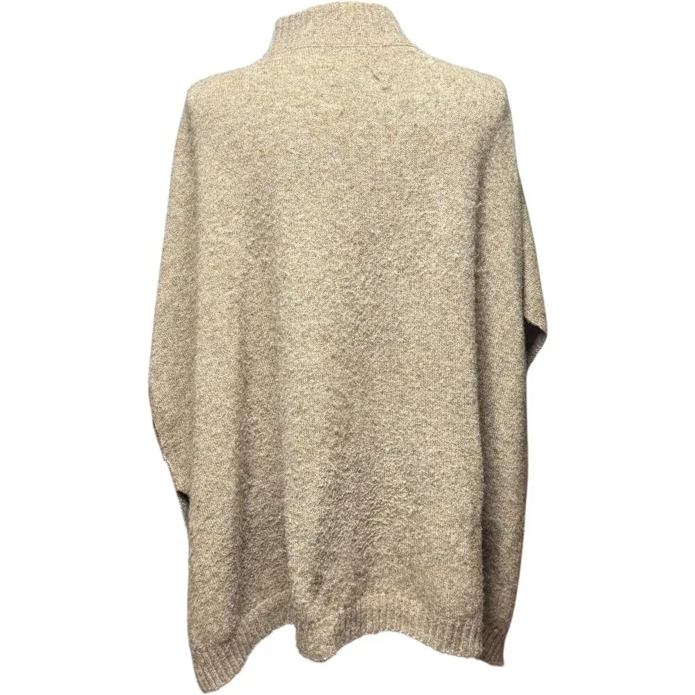 J.Crew Wool Blend Mock Neck Oversized Sleeveless Sweater Tan One Size