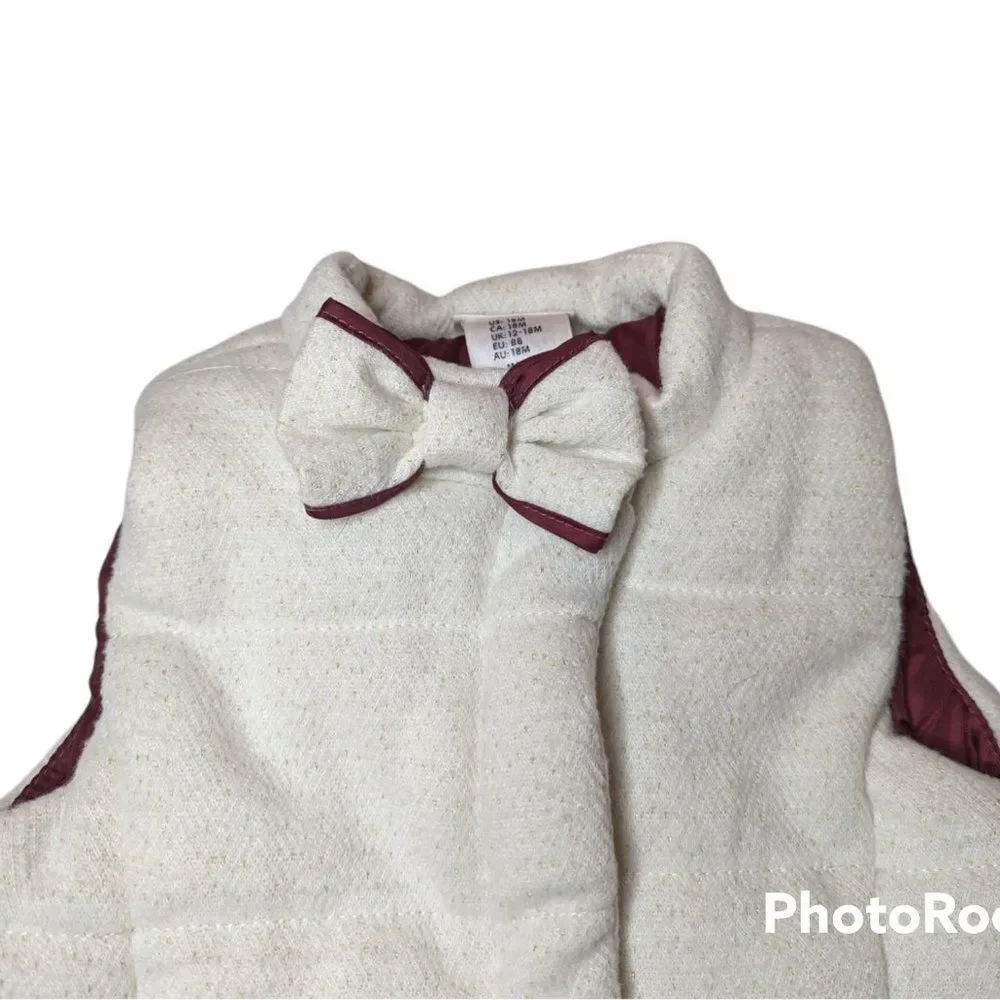 Max Studio Baby Puffer Bow Tie Vest, Size 18 Months