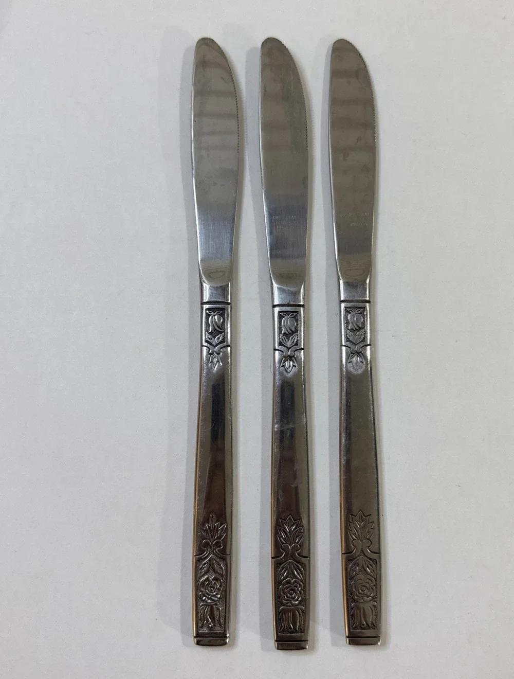 3 Dinner Knives - Imperial International Young Rose Stainless Flatware