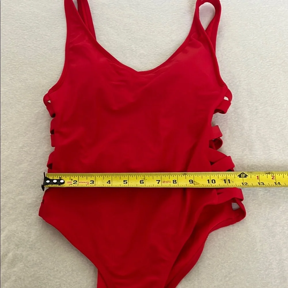 Classic Red One-Piece Swimsuit with Side Strap Detail